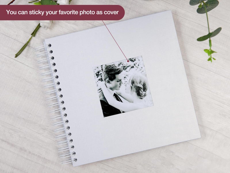 potricher 10 x 10 Inch DIY Scrapbook Photo Album 80 Pages Thick Kraft Blank White Paper Memory Book for Wedding and Anniversary Family (White, 10 Inch) - Image 2